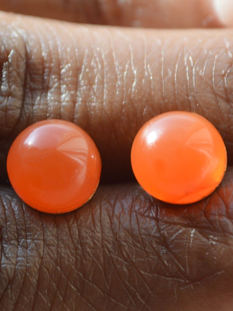 Brass Carnelian Stud Earrings